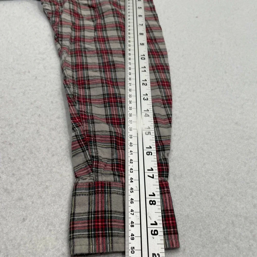 Gap Kids Size XXL Boys Flannel Button Up Shirt Red Gray Plaid Long Sleeve‎